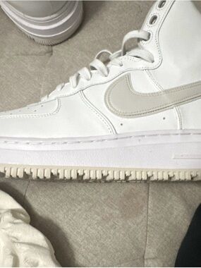 Nike White High-Top Sneaker with light bone  Swoosh